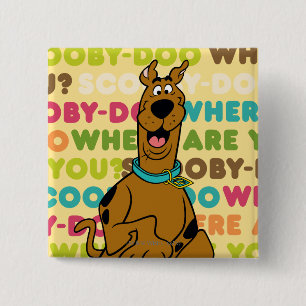 Macaron Carré 5 Cm Scooby-Doo fonctionnant "où sont vous ? "