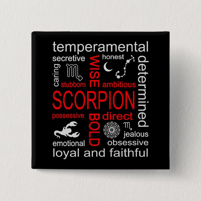 Macaron Carré 5 Cm Scorpion signe zodiaque (Devant)