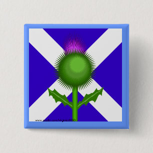 Macaron Carré 5 Cm Scottish Thistle and Flag
