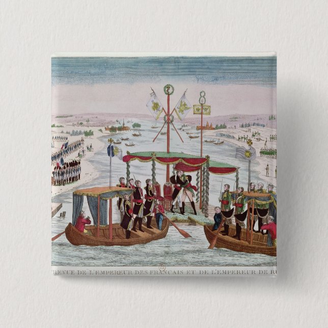 Macaron Carré 5 Cm Se réunir entre le napoléon I et le tsar Alexandre (Devant)