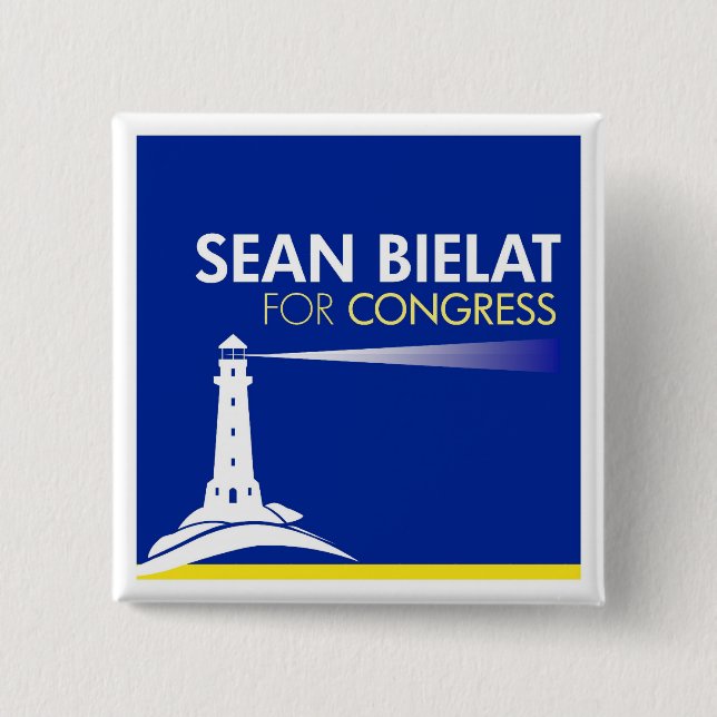 Macaron Carré 5 Cm Sean Bielat pour le bouton du congrès (Devant)