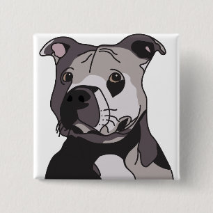 Macaron Carré 5 Cm Secourir American Bulldog Pit Bull Terrier Portrai