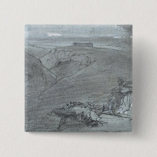 Macaron Carré 5 Cm Segesta, des "vues de la Sicile" (craie et gouache