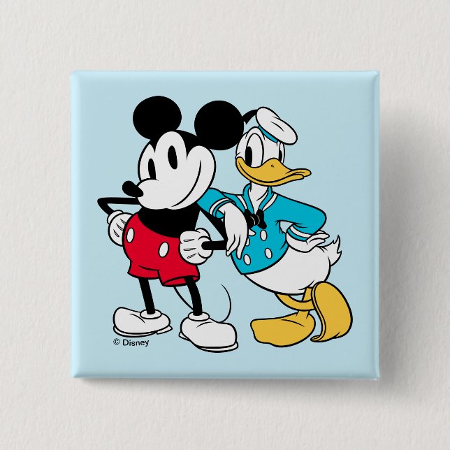 Macaron Carré 5 Cm Sensationnel 6 | Mickey Souris & Donald Duck (Devant)