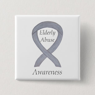Macaron Carré 5 Cm Sensibilisation à la maltraitance des personnes âg
