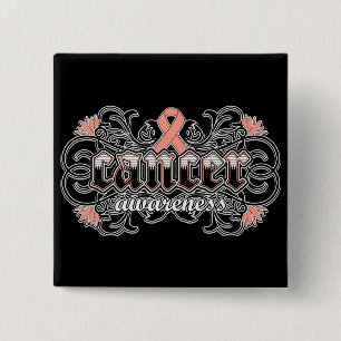 Macaron Carré 5 Cm Sensibilisation au cancer de l'intérieur Floral Or