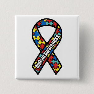 Macaron Carré 5 Cm Sensibilisation sur l'autisme