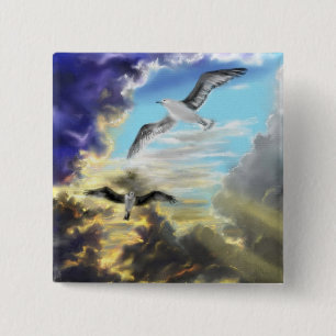 Macaron Carré 5 Cm Sentiment de liberté - aquarelle