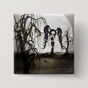 Macaron Carré 5 Cm Sepia Goth Girl