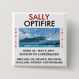 Macaron Carré 5 Cm Sérénade du bouton nommé d'étiquette de mers