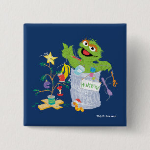 Macaron Carré 5 Cm Sesame Street   Oscar - Christmas Tree
