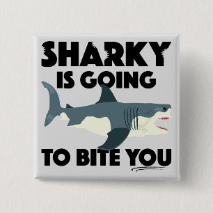 Macaron Carré 5 Cm Sharky Va Vous Bite Design - Bouton Carré