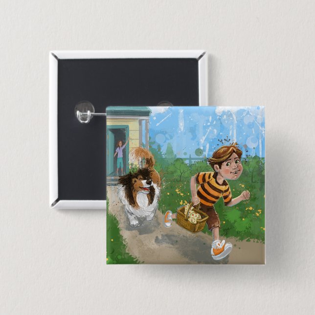 Macaron Carré 5 Cm Sheldon et Davie Adventure (Devant & derrière)