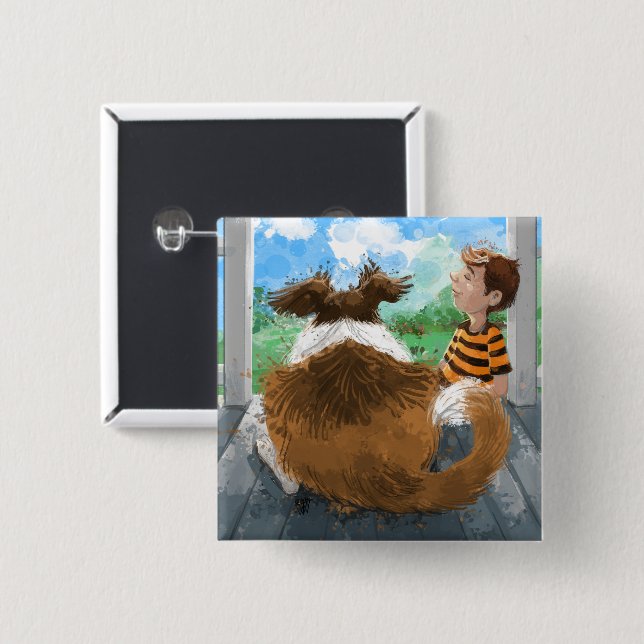 Macaron Carré 5 Cm Sheldon et Davie Relaxing (Devant & derrière)