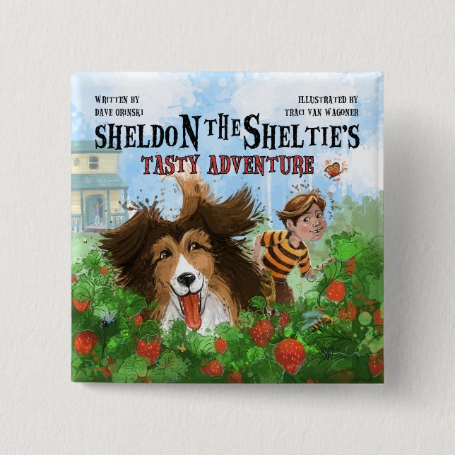 Macaron Carré 5 Cm Sheldon the Sheltie (Devant)