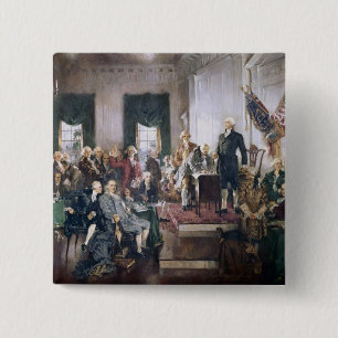 Macaron Carré 5 Cm Signature de la constitution des USA par Christy