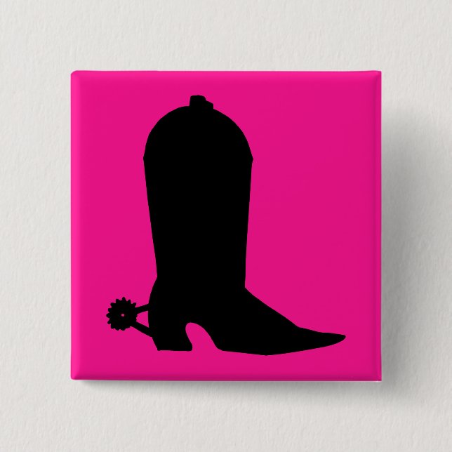 Macaron Carré 5 Cm Silhouette d'amorçage de cowboy (Devant)