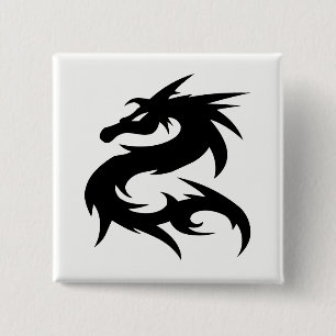 Macaron Carré 5 Cm Silhouette du dragon tribal