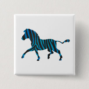 Macaron Carré 5 Cm Silhouette noire et bleue Zebra