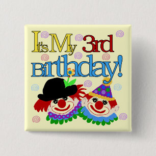 Macaron Carré 5 Cm Silly Clowns 3e Anniversaire Tshirts et cadeaux