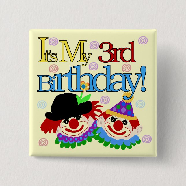 Macaron Carré 5 Cm Silly Clowns 3e Anniversaire Tshirts et cadeaux (Devant)