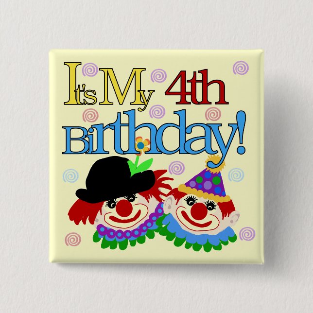 Macaron Carré 5 Cm Silly Clowns 4th Birthday Tshirts et cadeaux (Devant)