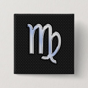 Macaron Carré 5 Cm Silver Chrome Virgo Zodiac Connexion peau de serpe