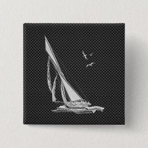 Macaron Carré 5 Cm Silver Sailboat on Carbon Fiber Decor