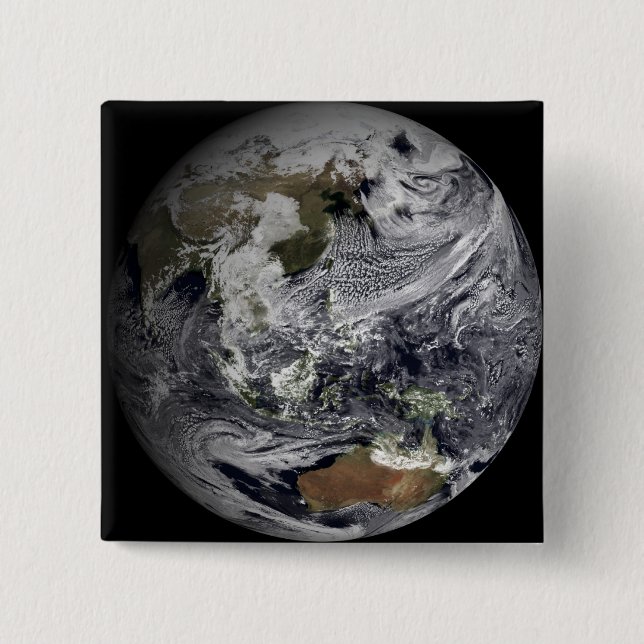 Macaron Carré 5 Cm Simulation nuageuse de la Terre entière (Devant)