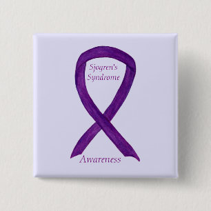 Macaron Carré 5 Cm Sjogren's Syndrome Awareness Ribbon Custom Art Pin