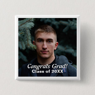 Macaron Carré 5 Cm Skaymarts   Congrats Grad Photo Custom Pinback