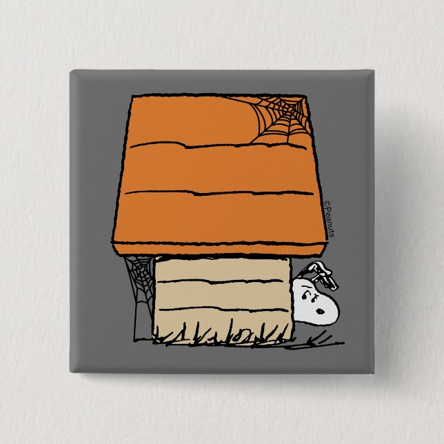 Macaron Carré 5 Cm Snoopy Halloween Spider Web Doghouse (Devant)