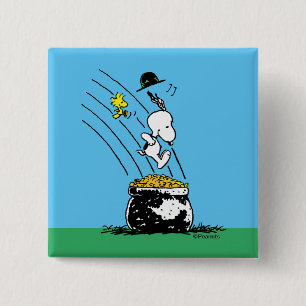 Macaron Carré 5 Cm Snoopy Jumping dans le pot d'or