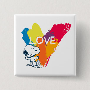 Macaron Carré 5 Cm Snoopy   Rainbow Love Heart