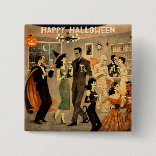 Macaron Carré 5 Cm Soirée Martini Halloween Rétro Milieu de Siècle 40