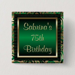 Macaron Carré 5 Cm soixante-quinzième Métallique vert et or de la
