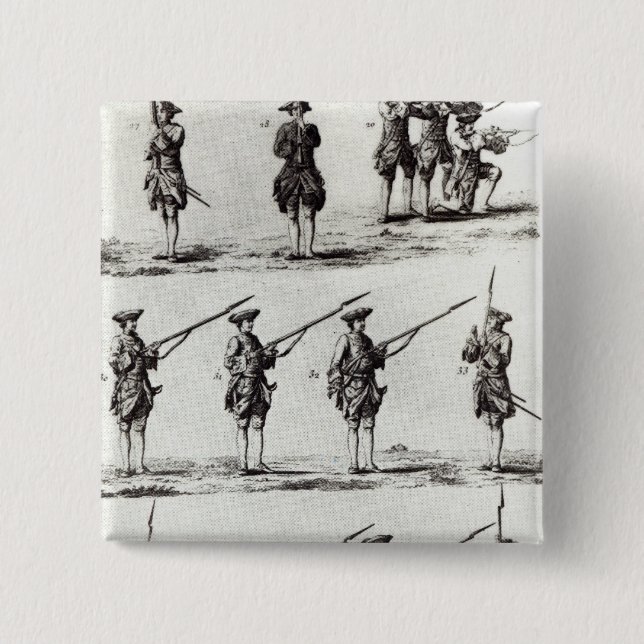 Macaron Carré 5 Cm Soldats avec des baïonnettes (Devant)