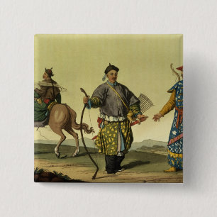 Macaron Carré 5 Cm Soldats de drapeaux du Mongolian huit du milita de