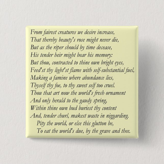 Macaron Carré 5 Cm Sonnet # 1 par William Shakespeare (Devant)
