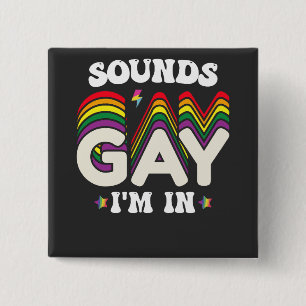 Macaron Carré 5 Cm Sons groovy de la fierté LGBT Gay j'en suis