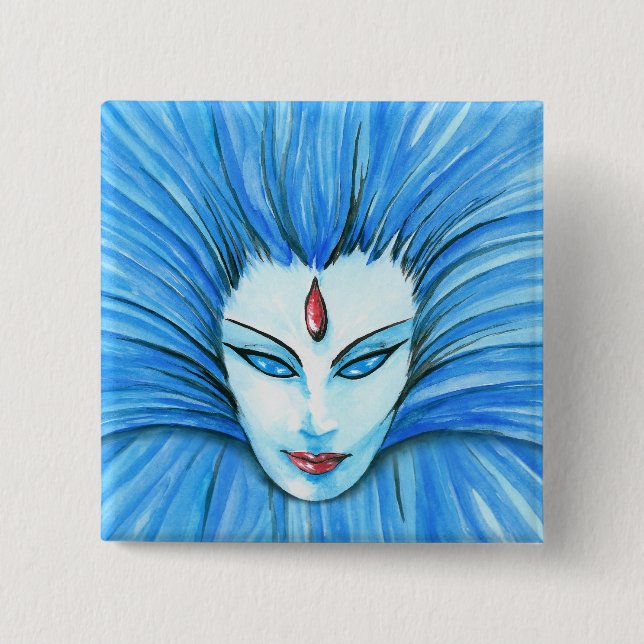 Macaron Carré 5 Cm Sorcière bleue (Devant)