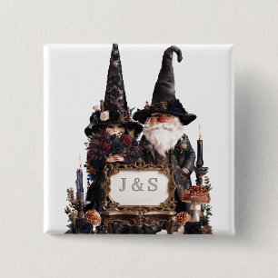 Macaron Carré 5 Cm Sorcière gothique et gnomes de sorcier avec initia