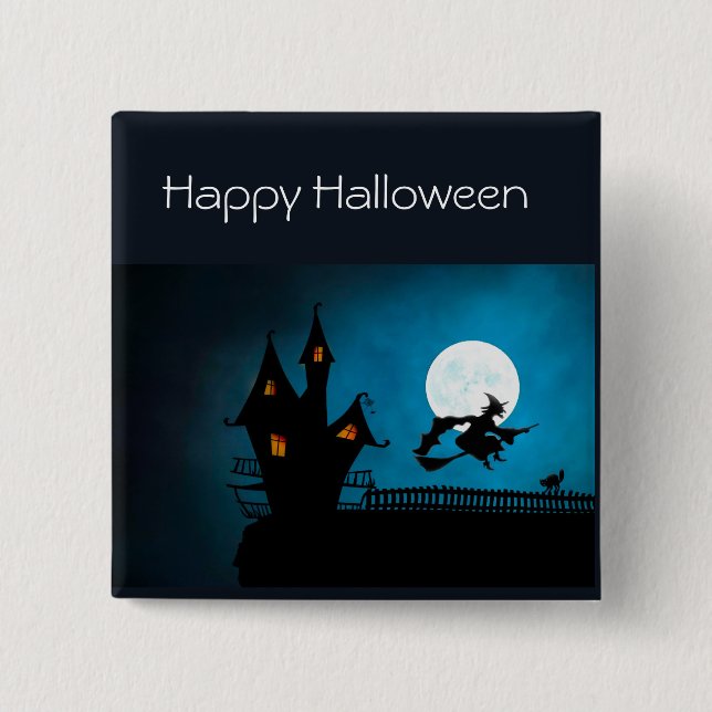 Macaron Carré 5 Cm Sorcière volante (Devant)