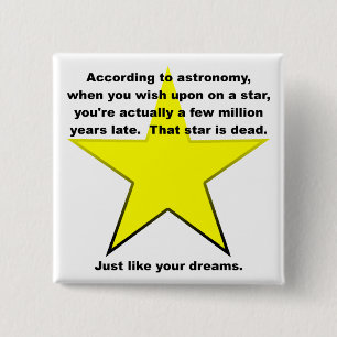 Macaron Carré 5 Cm Souhait sur un insigne drôle de bouton d'étoile