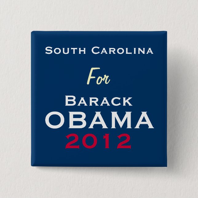 Macaron Carré 5 Cm SOUITH CAROLINE pour le bouton de campagne d'OBAMA (Devant)