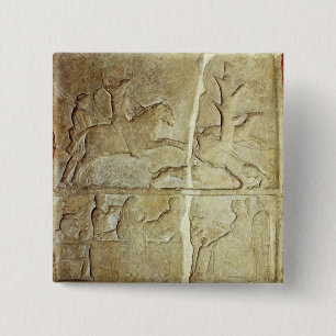 Macaron Carré 5 Cm Soulagement de Stela dépeignant une chasse à