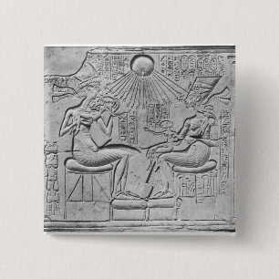 Macaron Carré 5 Cm Soulagement dépeignant l'Aten donnant la vie