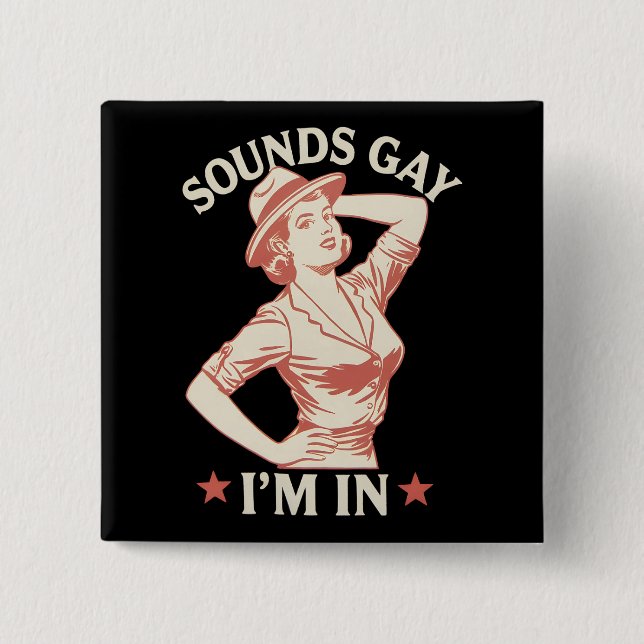 Macaron Carré 5 Cm Sounds Gay I'm In Lesbian Cowgirl Howdy LGBTQ (Devant)