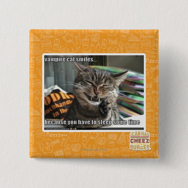 Macaron Carré 5 Cm sourires de chat de vampire (Devant)