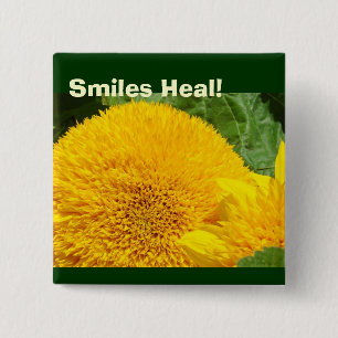 Macaron Carré 5 Cm Sourires Guérissent ! boutons Jaunes Tournesols Ja